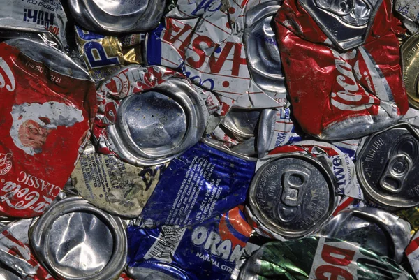Crushed Cans Selective Focus — Stock Photo, Image