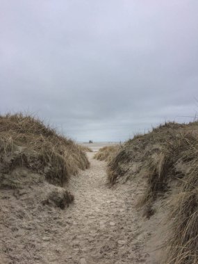 Dunes St. Peter-Ording bir bulutlu kış gününde