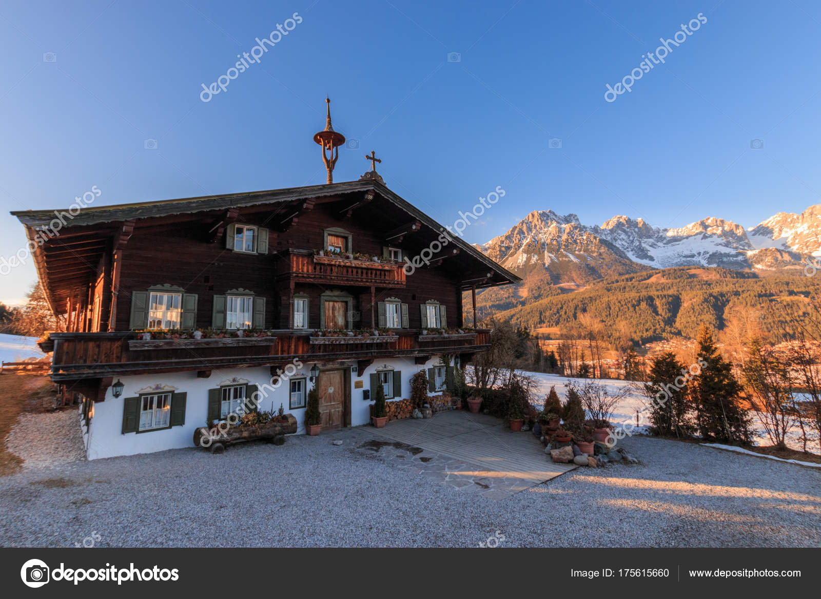 Famous And Beautiful Bergdoktorhaus In Ellmau Austria Stock