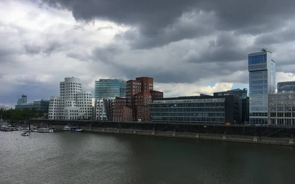 Vista Panorámica Medienhafen Dusseldorf Con Arquitectura Moderna — Foto de Stock