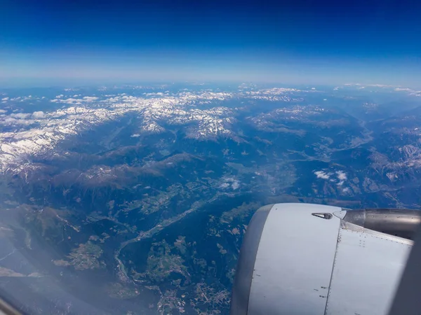 Aerial view of Austrian Alps from an airplane — Stock Photo, Image