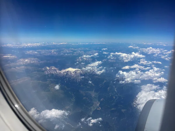 Aerial view of Dolomites and Italian Alps from an airplane — Stock Photo, Image