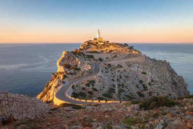 Cap de Formentor Majorca Deniz Feneri (Mallorca) İspanya Gün batımında