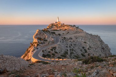 Cap de Formentor Majorca Deniz Feneri (Mallorca) İspanya Gün batımında