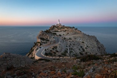 Cap de Formentor Majorca Deniz Feneri (Mallorca) İspanya Gün batımında