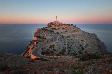 Cap de Formentor Majorca Deniz Feneri (Mallorca) İspanya Gün batımında