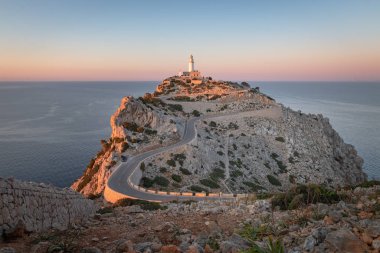 Cap de Formentor Majorca Deniz Feneri (Mallorca) İspanya Gün batımında