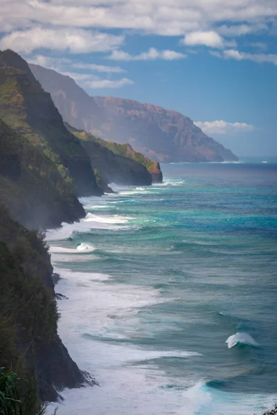 Hermosa Costa Napali Isla Hawaiana Kauai Vista Desde Kalalau Sendero — Foto de Stock