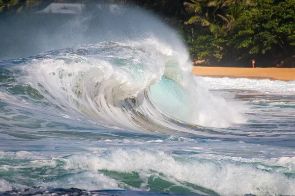 Belas Espetaculares Ondas Batendo Tunnels Beach Makua Beach Ilha Havaiana — Fotografia de Stock