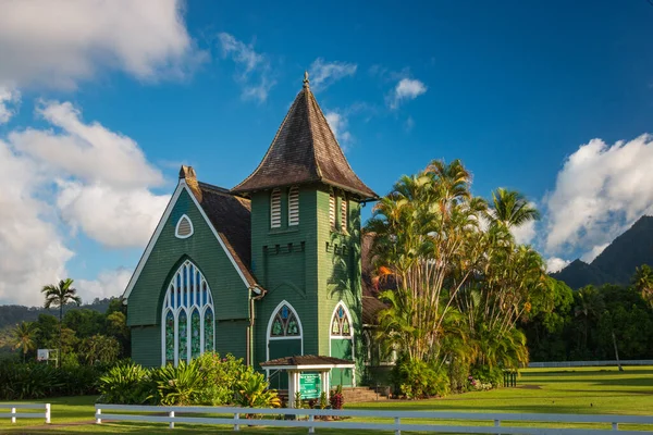 Hanalei 'deki güzel Waioli Huiia Kilisesi Hawaii' deki Kauai Adası, ABD