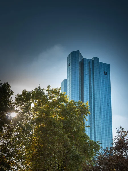 Frankfurt Main Alemanha Outubro 2018 Dark Sky Twin Towers Deutsche — Fotografia de Stock