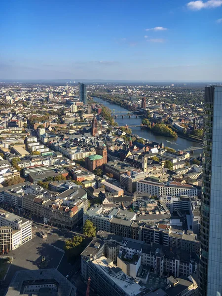 Paisaje Urbano Panorámico Aéreo Con Centro Fráncfort Del Meno Alemania — Foto de Stock