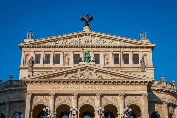 Fachada Casa Ópera Alte Oper Frankfurt Ópera Antiga Com Inscrição — Fotografia de Stock