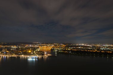 Koblenz 'in gece manzarası. Coblenz, Rhineland-Palatinate, Almanya.