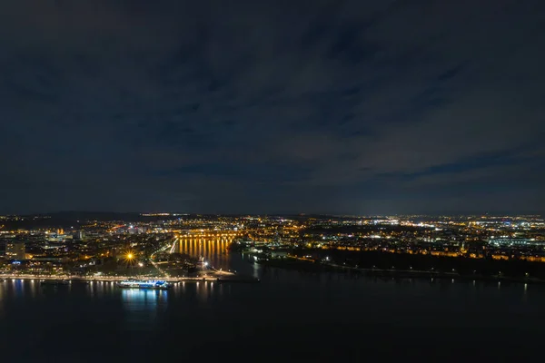 Koblenz Gece Manzarası Coblenz Rhineland Palatinate Almanya — Stok fotoğraf