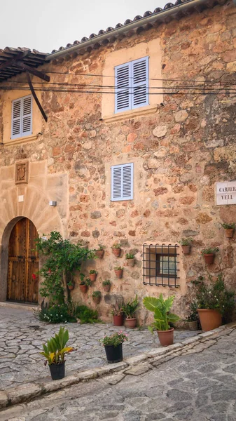 Valldemossa Spanien Augusti 2018 Pittoresk Fasad Ett Hus Valldemossa Mallorca — Stockfoto