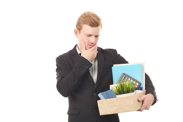 Employee with personal belongings — Stock Photo, Image
