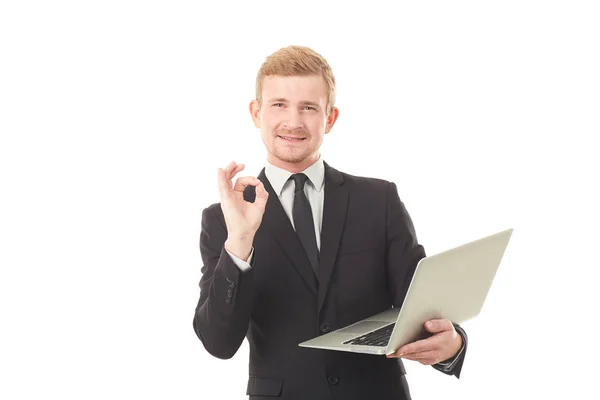 Manager with laptop — Stock Photo, Image