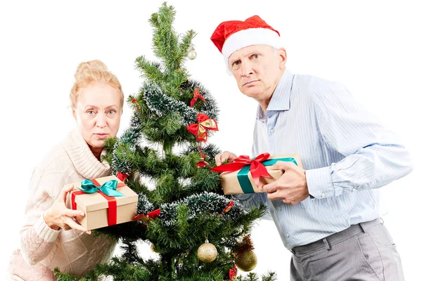 Portret in de buurt van de kerstboom — Stockfoto