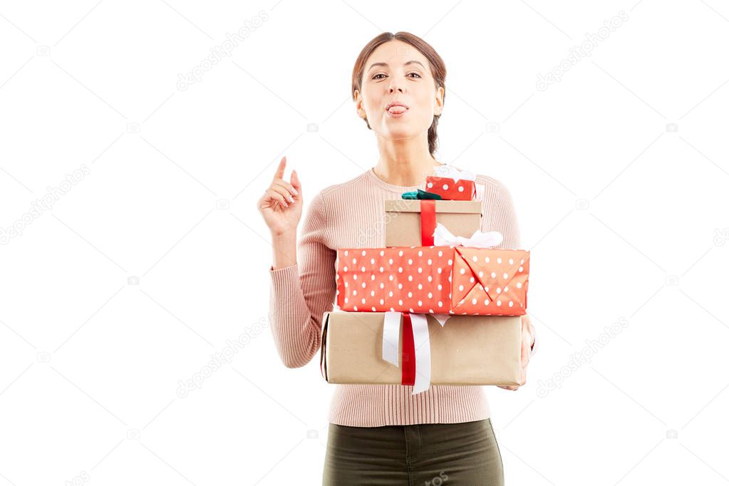 Woman with Xmas gifts