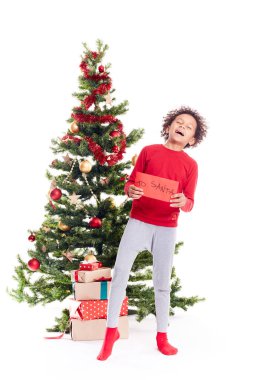 Karışık yarış çocuğa Noel ağacı