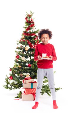 Karışık yarış çocuğa Noel ağacı