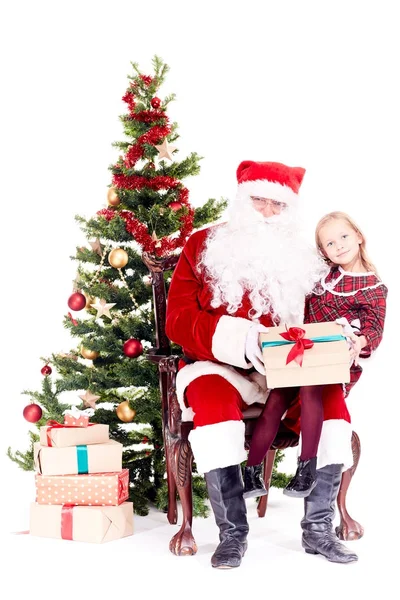 Cadeau krijgen van Santa Claus — Stockfoto