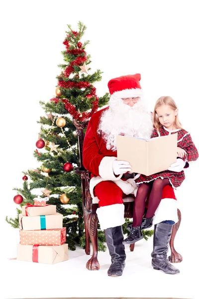 Historia Santa czytania dla dziewczyny ładny — Zdjęcie stockowe