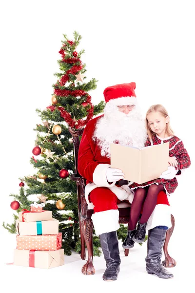 Historia Santa czytania dla dziewczyny ładny — Zdjęcie stockowe