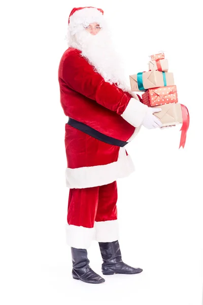 Noel Baba hediye yığını ile — Stok fotoğraf