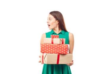 hediye kutuları ile kız