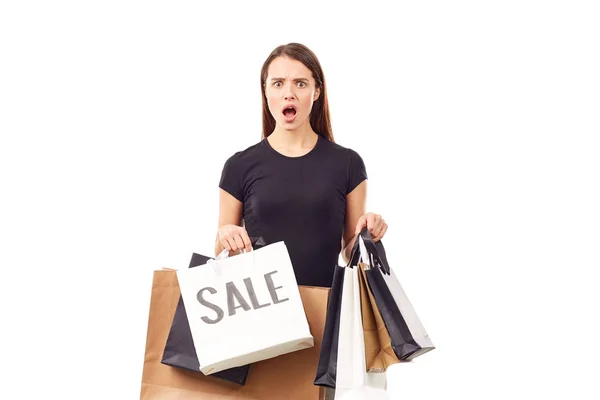 Shopaholic en negro — Foto de Stock