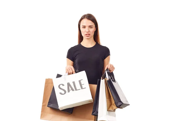 Shopaholic en negro — Foto de Stock