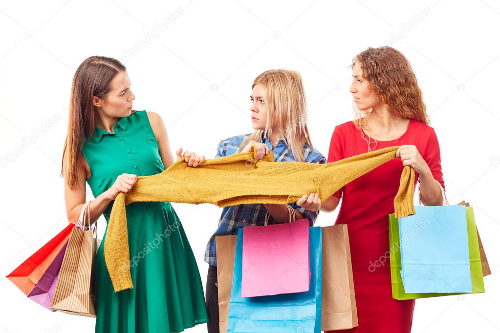 Fighting over piece of clothing
