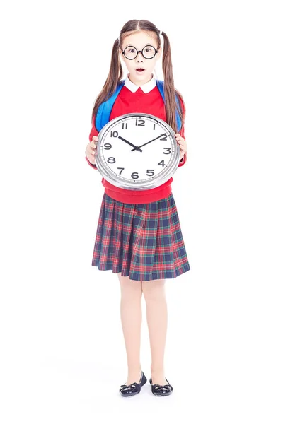 Escuela chica celebración reloj —  Fotos de Stock