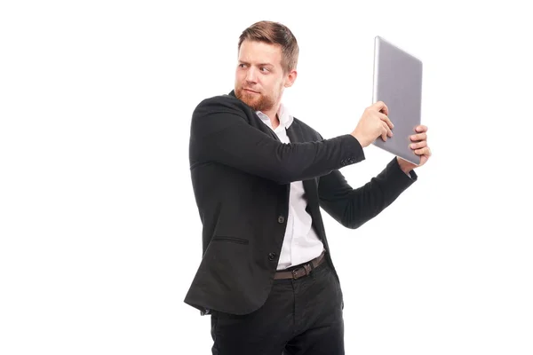 Manager with laptop — Stock Photo, Image