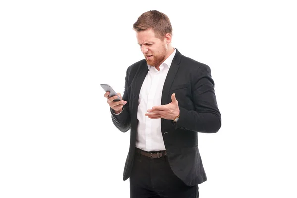 Biznesmen z telefonem komórkowym — Zdjęcie stockowe
