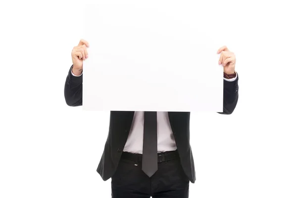 Muž s prázdný list papíru — Stock fotografie