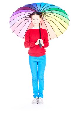 sevimli kız şemsiyesi altında