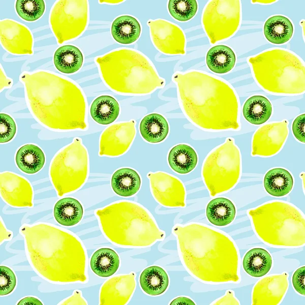 A pattern of bright watercolor fruits. — Stock Photo, Image