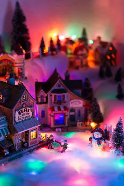 Perspective view of Christmas times in fairy tale town of elf mi — Stock Photo, Image