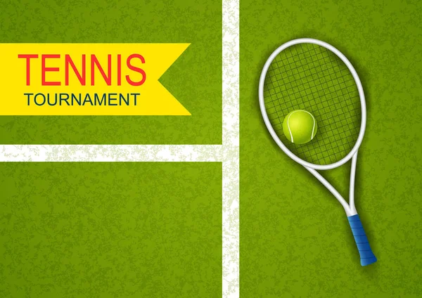 Tennis Ball Tournament Green Background Vector Illustration — Stock Vector