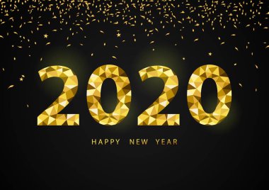 Mutlu yıllar 2020, Altın Çokgen numarası 2020. Vektör illüstrasyonu