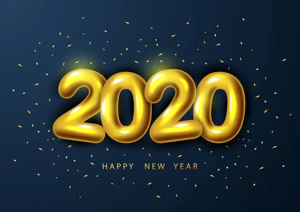 2020 yılınız kutlu olsun, 2020 numaralı gerçekçi numarayla. Vektör illüstrasyonu