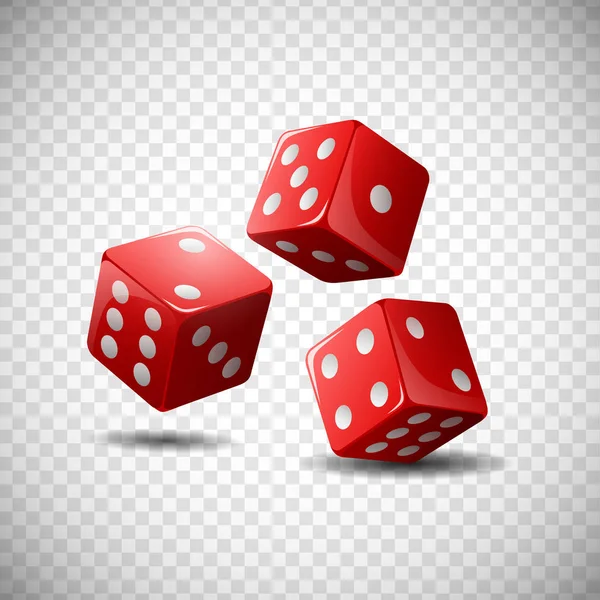 Red Dice Isolated Transparent Background Vector Illustration — Stock Vector