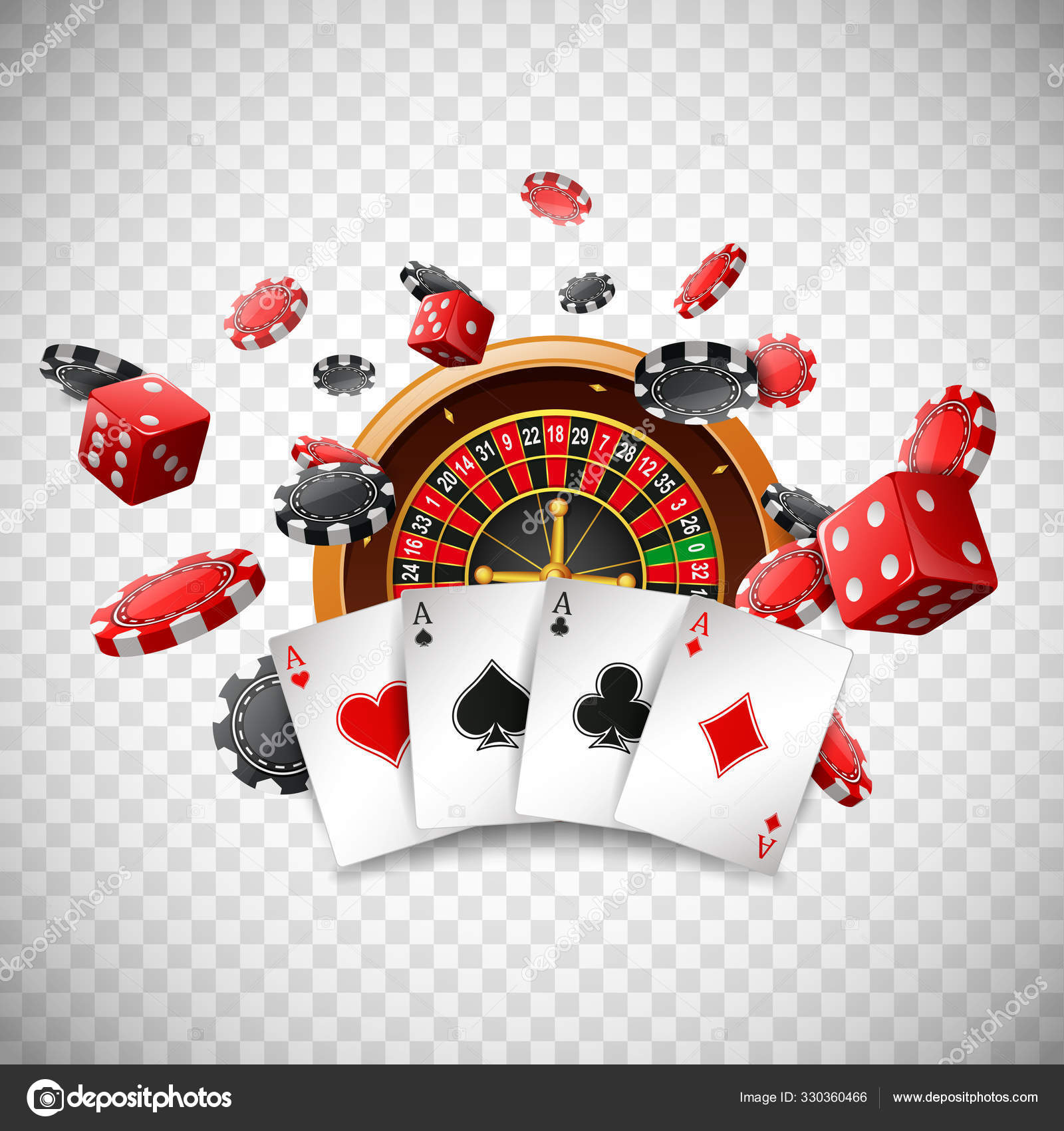 The Combination Of Playing Cards Poker Casino. Isolated On White