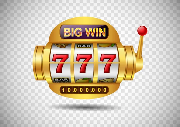 Big Win Spelautomat 777 Casino Isolerad Transparent Bakgrund Vektorillustration — Stock vektor