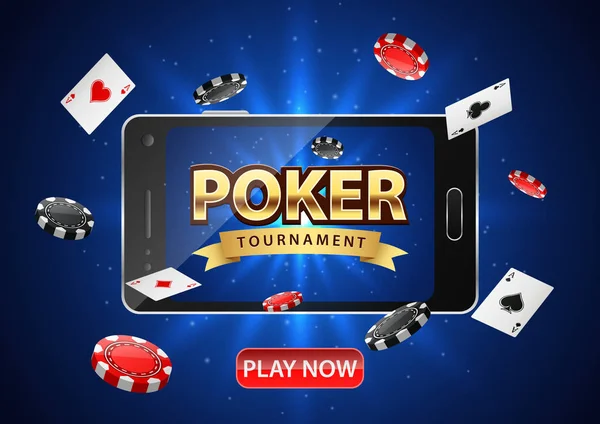 Онлайн Покер Турнир Фоновый Дизайн Мобильного Телефона Покерный Баннер Фишками — стоковый вектор