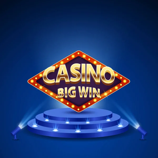 Retro Tabela Panolarında Altın Harflerle Casino Büyük Galibiyeti Vektör Illüstrasyonu — Stok Vektör