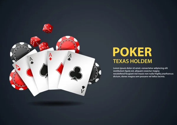 Poker kartı ve fişlerle dolu bir kumarhane geçmişi. Vektör illüstrasyonu